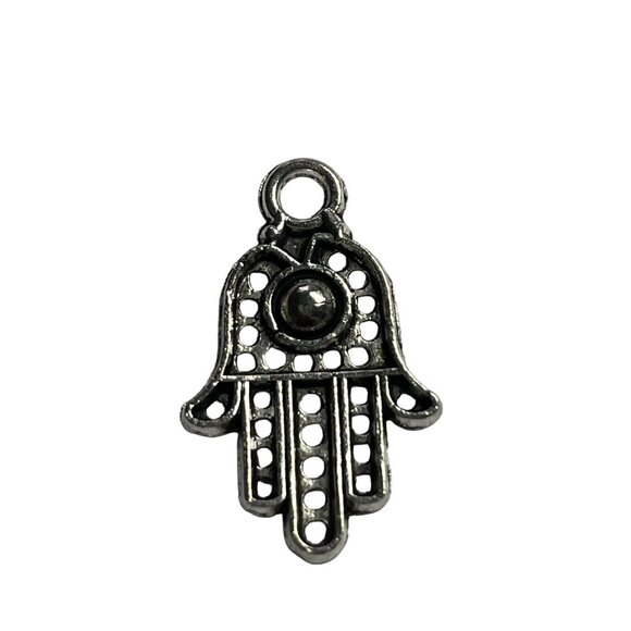 Hamsa Pendant Silver Tone Charm Bracelet Necklace Jewelry Craft Dangle Boho u Th - Picture 1 of 2